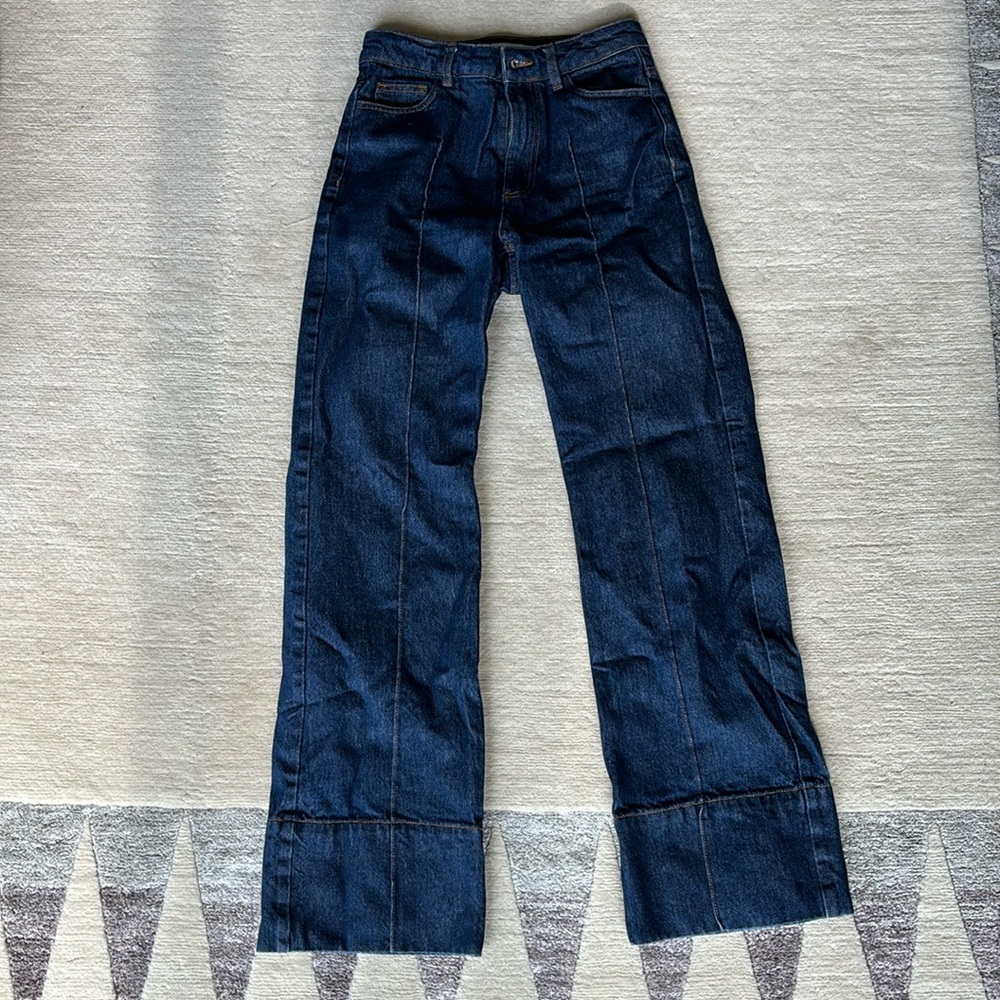 ZARA HIGH WAIST WIDE LEG FRONT CENTRAL SEAM